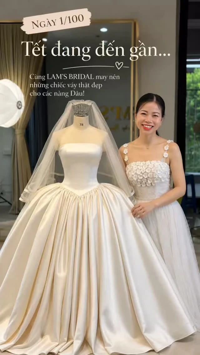 Video ngắn LAM’S Bridal — ngày đầu đếm ngược 100 ngày đến Tết, studio tất bật may váy cưới cho Dâu
